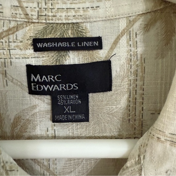 Marc Edwards washable linen Casual Button Down Shirt with Palm Tree Design - Picture 2 of 7